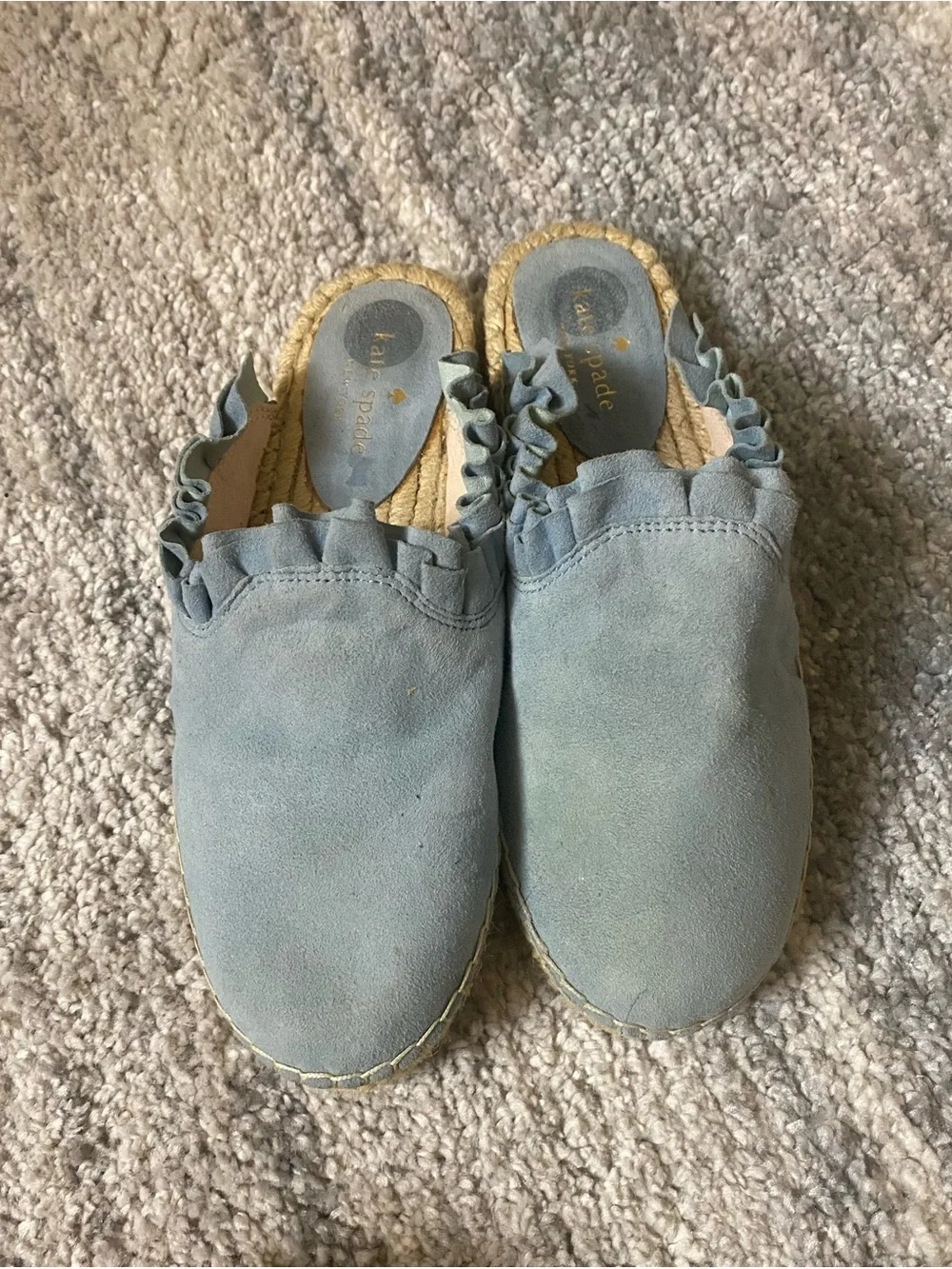 kate spade Light Blue Ruffle Espadrille Mule